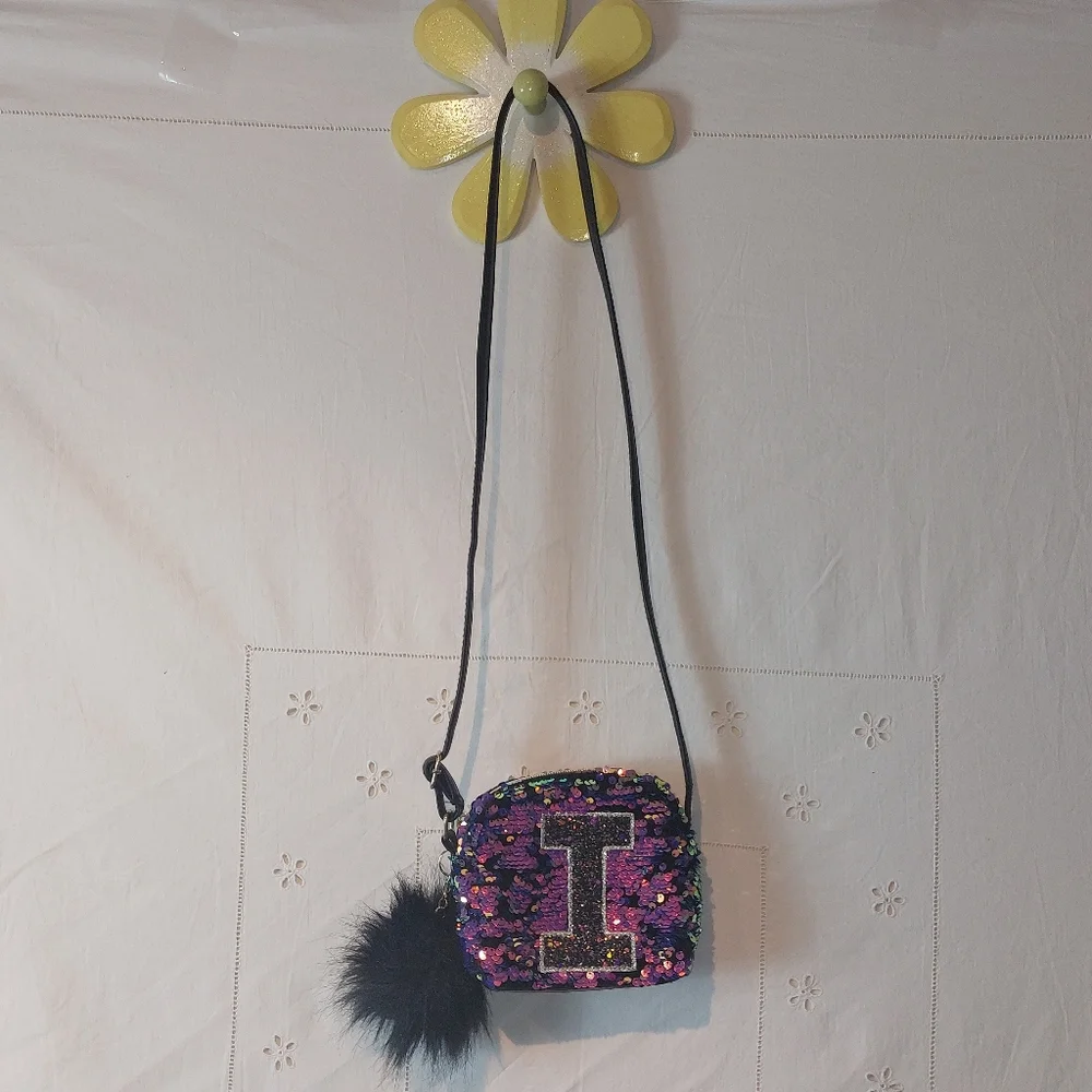 Justice initial I sequined purse